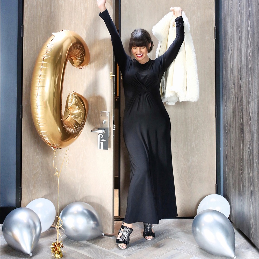 Long-Sleeve Black Maxi Dress